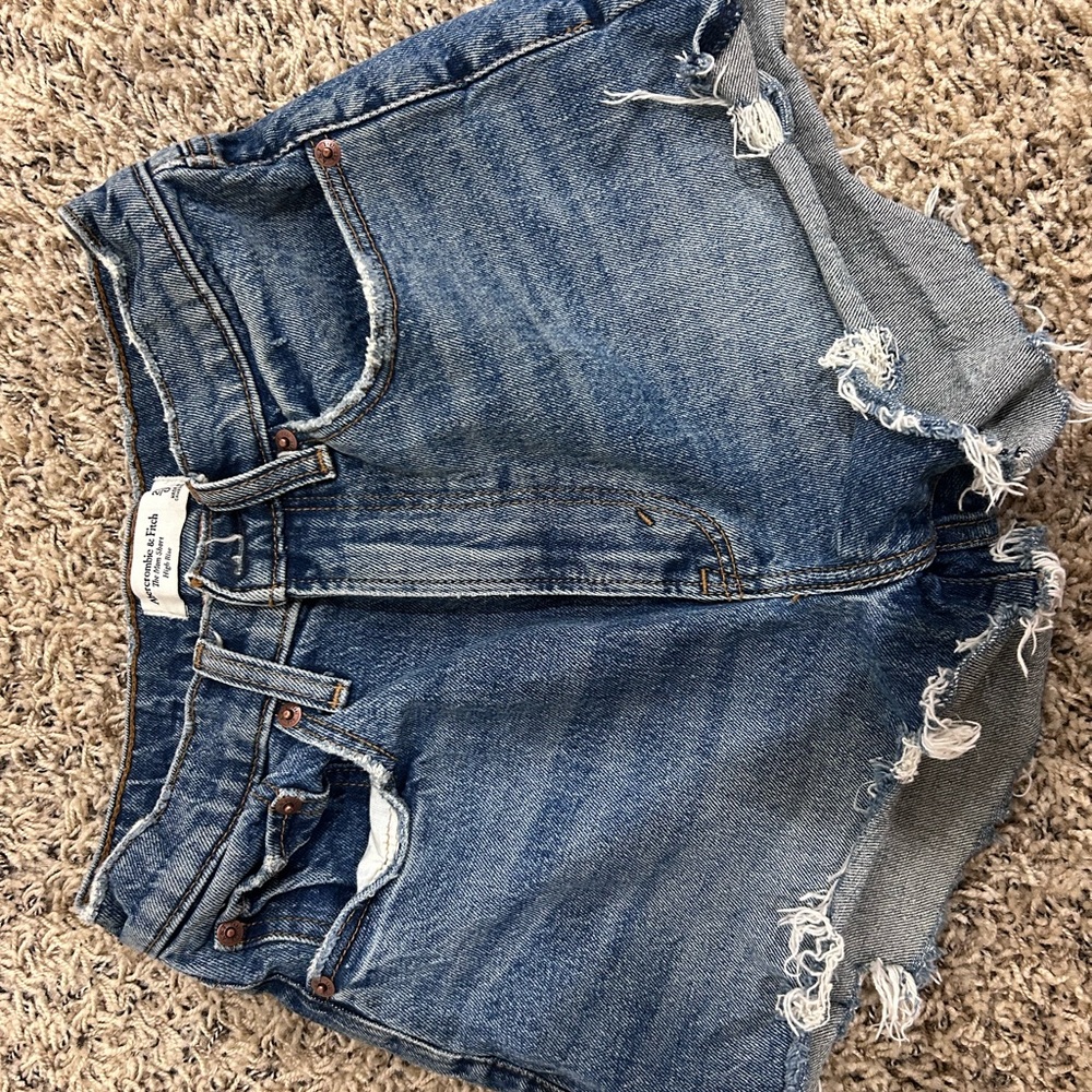 Abercrombie & Fitch Distressed Blue Denim Shorts